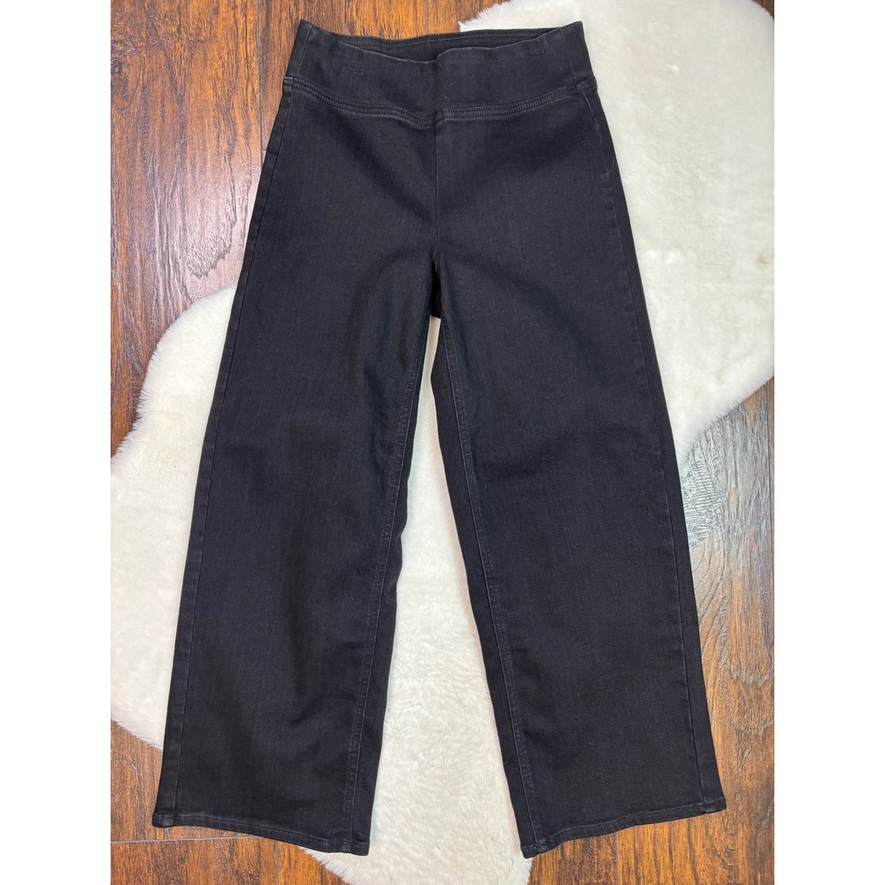Old Navy Weekender Wide Leg Jeans 2 Black High Rise Pull On Crop Stretch Womens